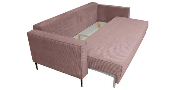 SCHLAFSOFA Cord Altrosa - Schwarz/Altrosa, KONVENTIONELL, Textil/Metall (222/93/98cm) - Carryhome