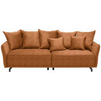 BIGSOFA in Velours Orange  - Schwarz/Orange, Design, Textil/Metall (226/91/103cm) - Carryhome