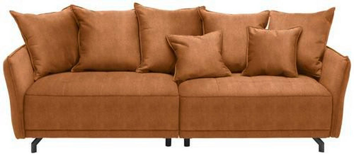 BIGSOFA in Velours Orange  - Schwarz/Orange, Design, Textil/Metall (226/91/103cm) - Carryhome