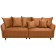 BIGSOFA in Velours Orange  - Schwarz/Orange, Design, Textil/Metall (226/91/103cm) - Carryhome