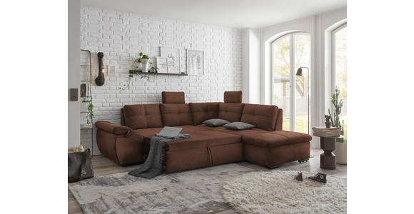 ECKSOFA in Mikrovelours Kupferfarben  - Schwarz/Kupferfarben, KONVENTIONELL, Kunststoff/Textil (265/217cm) - Carryhome