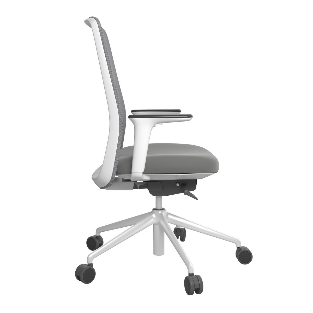 DREHSTUHL Lederlook Grau, Weiß  - Weiß/Grau, MODERN, Kunststoff/Textil (70/103-115/70cm)