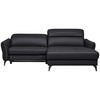 ECKSOFA inkl. Funktionen Schwarz Echtleder  - Schwarz, Design, Leder/Metall (246/175cm) - Celina Home