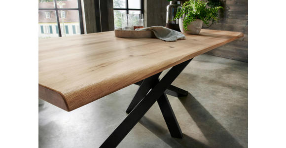 ESSTISCH in Holz 200/100/75 cm  - Eichefarben/Schwarz, LIFESTYLE, Holz/Metall (200/100/75cm) - Linea Natura