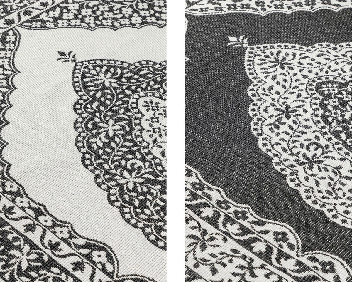 OUTDOORTEPPICH 200/290 cm Gemini Schwarz, Weiß  - Schwarz/Weiß, Design, Kunststoff (200/290cm)