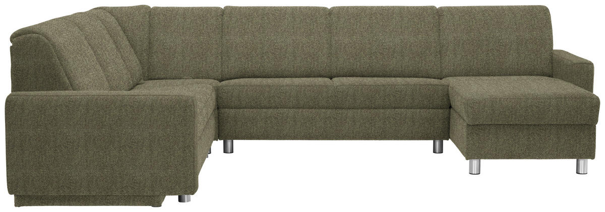 WOHNLANDSCHAFT  in Chenille Olivgrün  - Alufarben/Olivgrün, KONVENTIONELL, Kunststoff/Textil (236/322/158cm) - Sedda