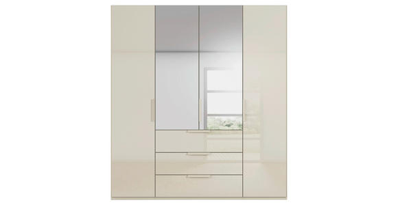 DREHTÜRENSCHRANK 201/235/61 cm,  in Champagner, 4-türig  - Champagner, Basics, Glas/Holzwerkstoff (201/235/61cm) - Novel