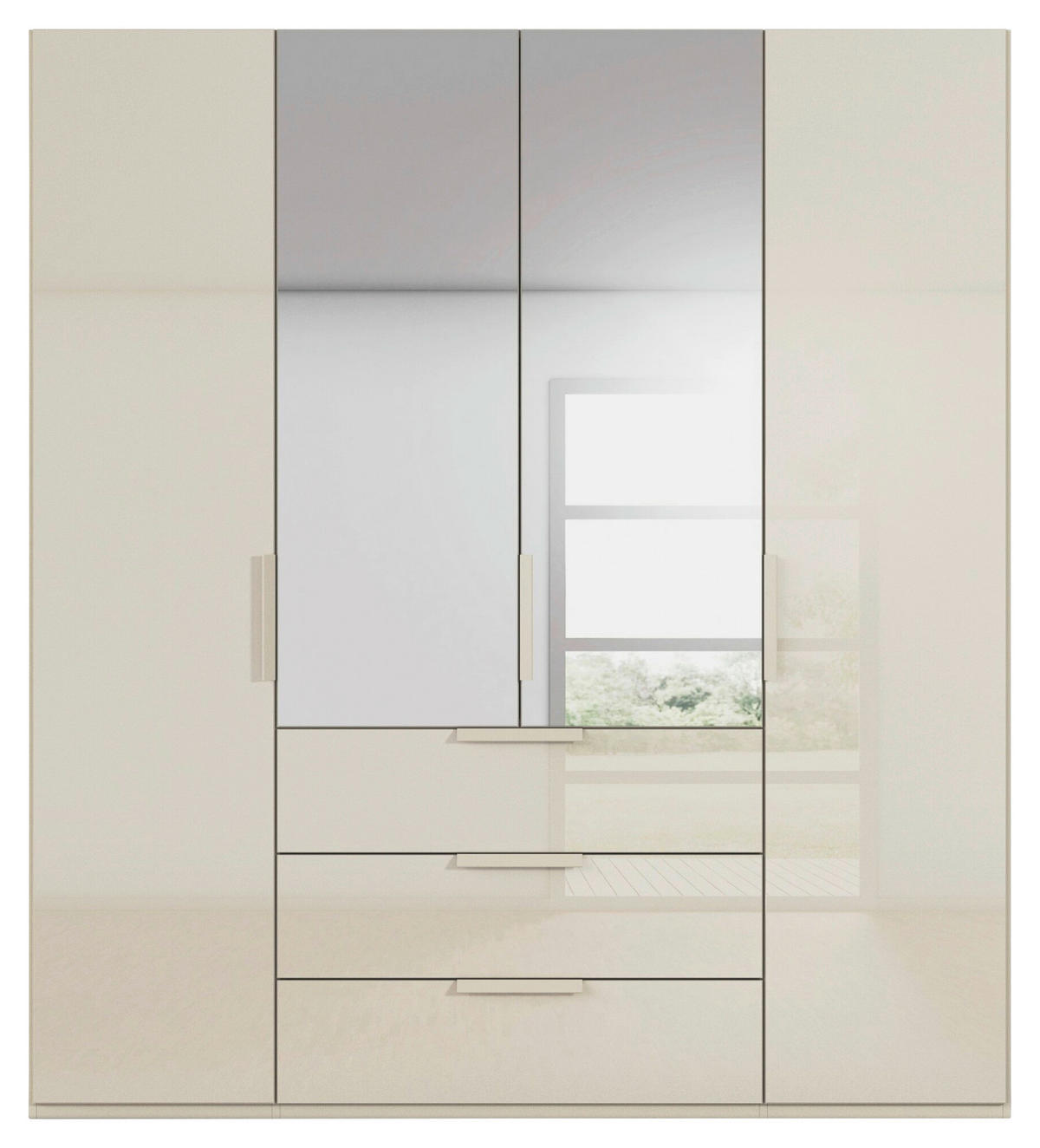 DREHTÜRENSCHRANK 201/235/61 cm,  in Champagner, 4-türig  - Champagner, Basics, Glas/Holzwerkstoff (201/235/61cm) - Novel