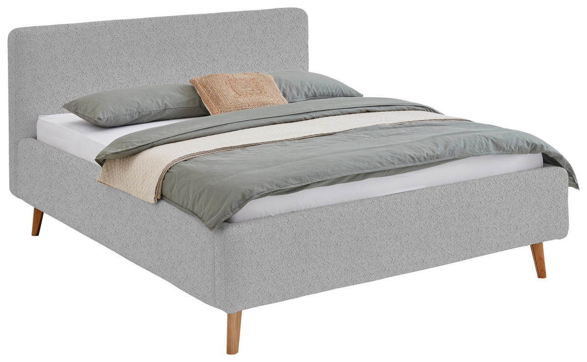 POLSTERBETT 180/200 cm  in Grau  - Eichefarben/Birkefarben, Design, Holz/Textil (180/200cm) - MID.YOU
