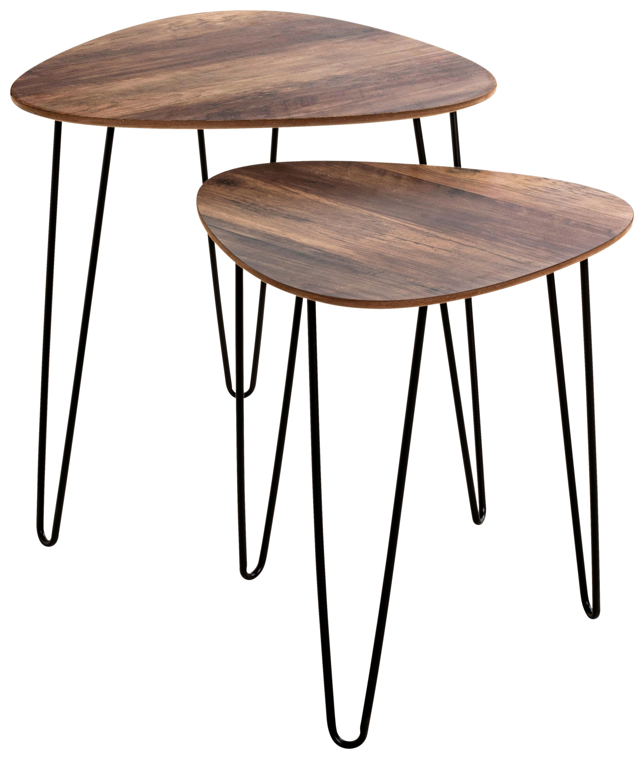 Beistelltisch 2er Set Duo, Eiche Dekor/schwarz