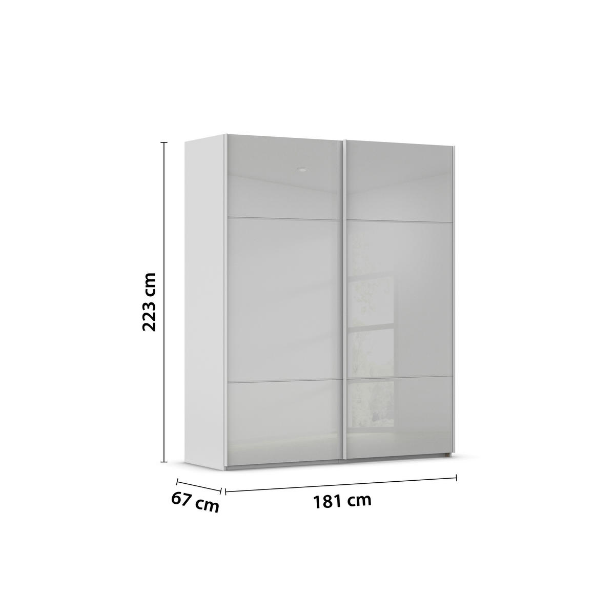 SCHWEBETÜRENSCHRANK in Grau  - Grau, Konventionell, Glas/Holzwerkstoff (181/223/67cm) - Novel