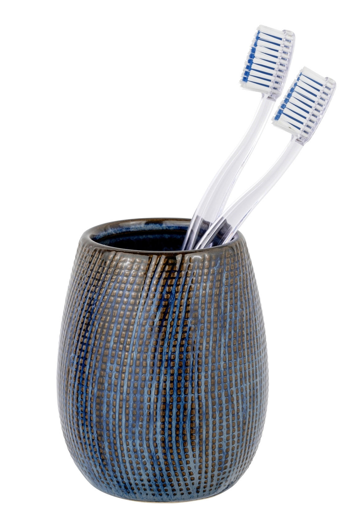 ZAHNPUTZBECHER  - Blau/Braun, KONVENTIONELL, Keramik (9/11/9cm) - Schöner Wohnen