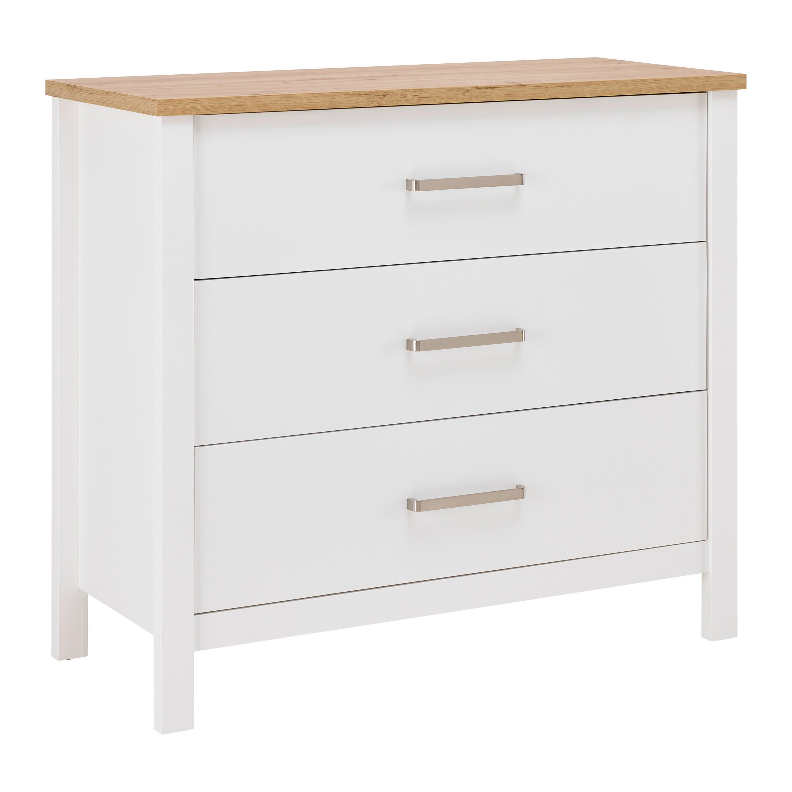 KOMODA   103/92/45 cm   bijela, hrast Artisan  - bijela/srebrne boje, Romantično / ladanjski, drvni materijal/metal (103/92/45cm)