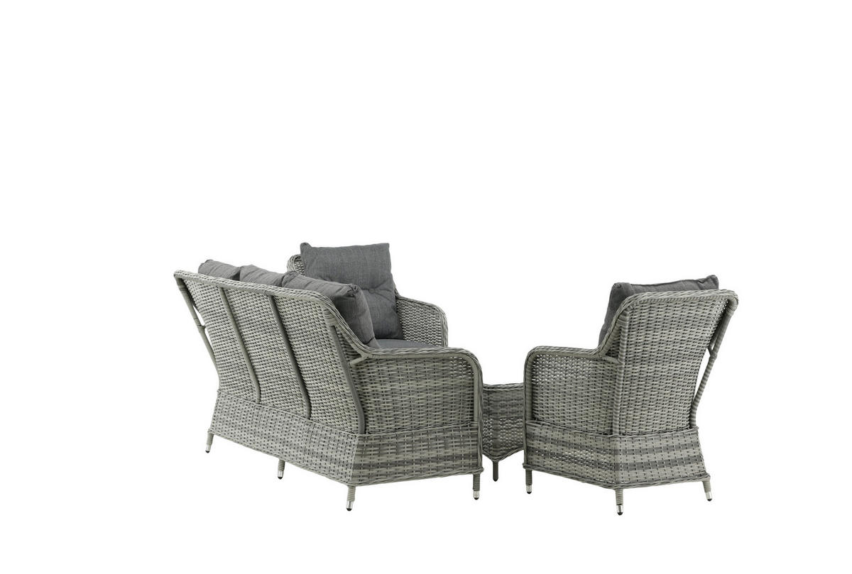 LOUNGEGARNITUR   Rattan  - Grau, KONVENTIONELL, Holz - Gardenson