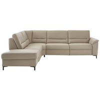 ECKSOFA in Echtleder Perlmutt  249/290 cm  - Perlmutt/Schwarz, KONVENTIONELL, Leder/Metall (249/290cm) - Beldomo Premium