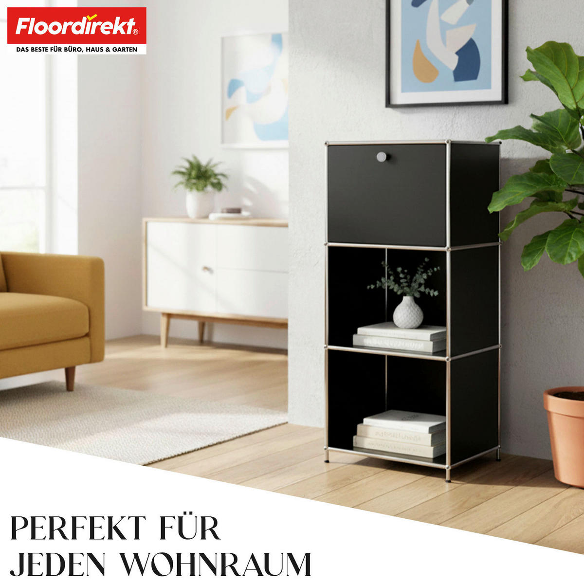 STANDREGAL Schwarz  - Schwarz, Basics, Metall (50/121/40cm) - Floordirekt