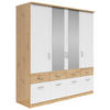 KLEIDERSCHRANK 181/199/58 cm 4-türig Weiß, Eiche Artisan, Silberfarben  - Silberfarben/Weiß, KONVENTIONELL, Holzwerkstoff/Kunststoff (181/199/58cm)
