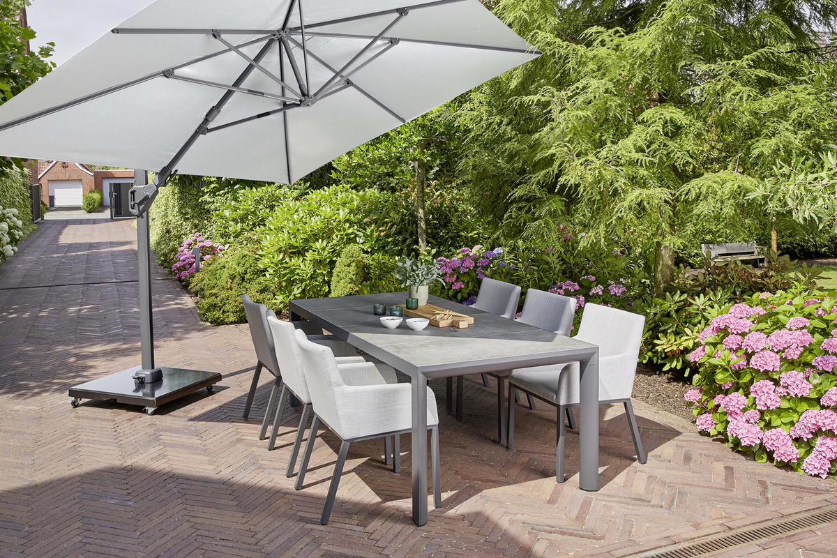 AMPELSCHIRM 350 cm  - Anthrazit/Grau, KONVENTIONELL, Textil/Metall (350/260cm) - Siena Garden