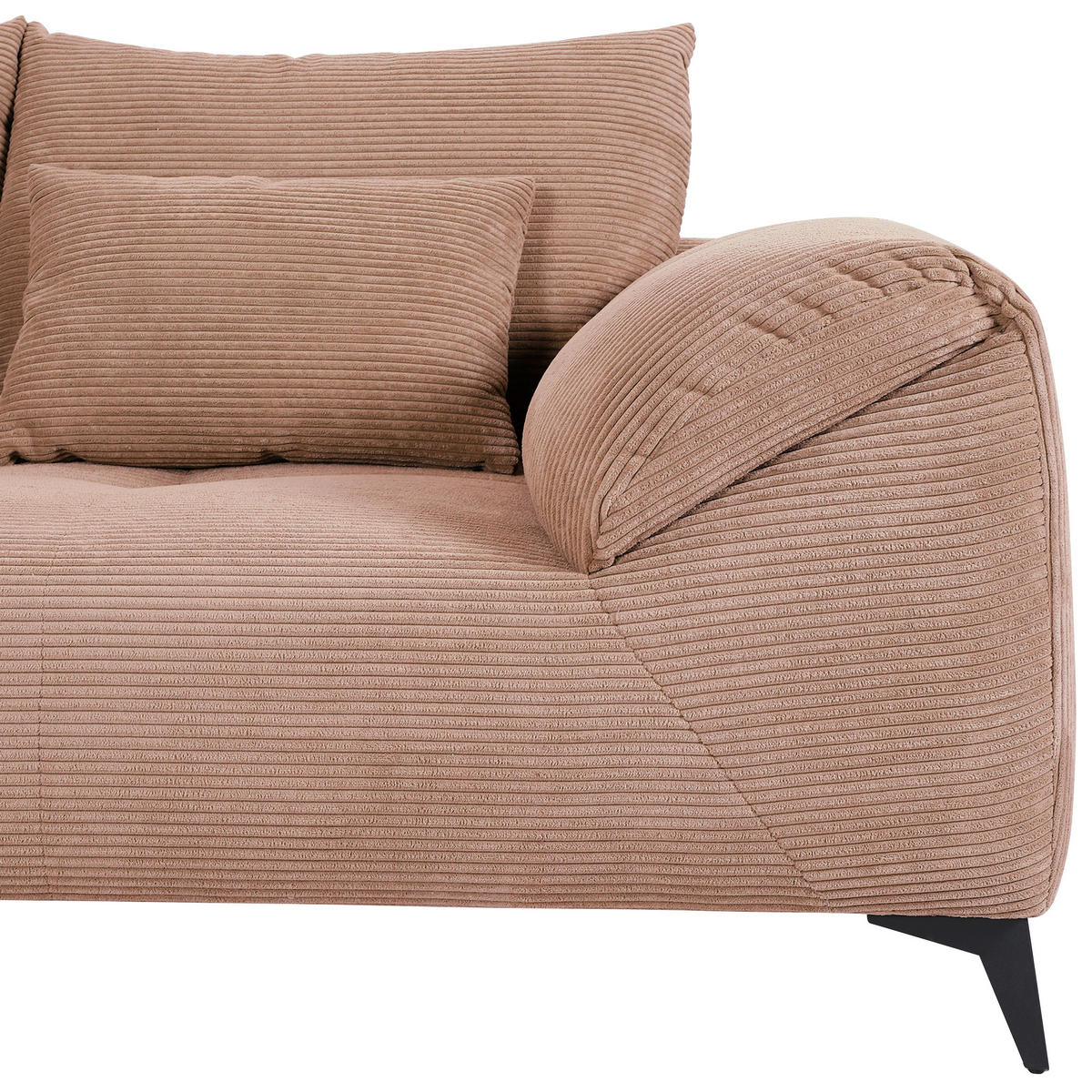 ECKSOFA in Cord Altrosa  - Schwarz/Altrosa, Konventionell, Textil/Metall (176/311cm) - Carryhome