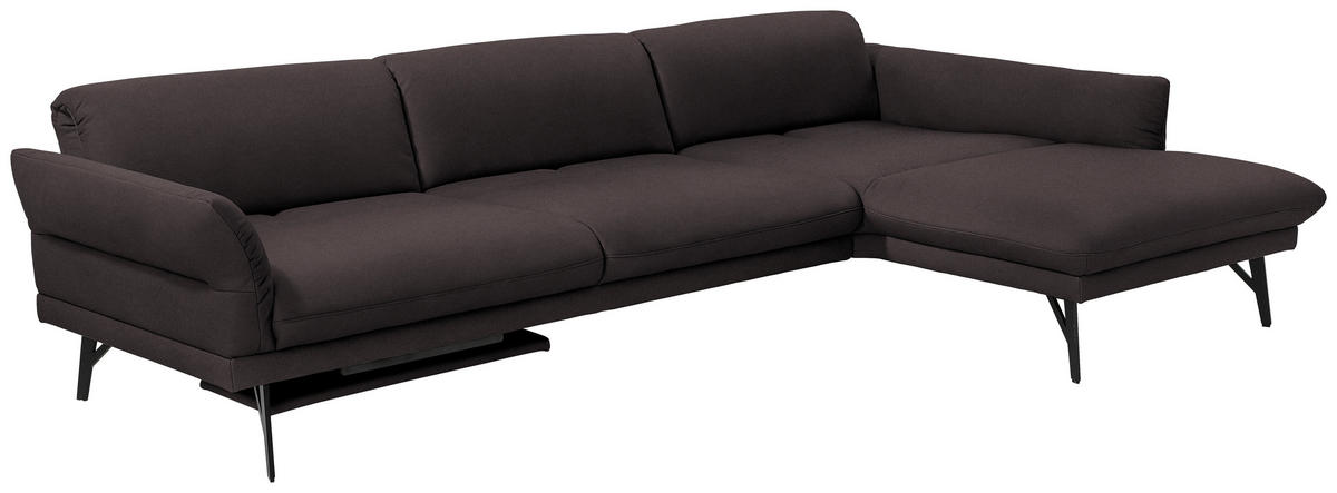 ECKSOFA in Echtleder Dunkelbraun  308/173 cm  - Anthrazit/Dunkelbraun, Design, Leder/Metall (308/173cm) - Joop!