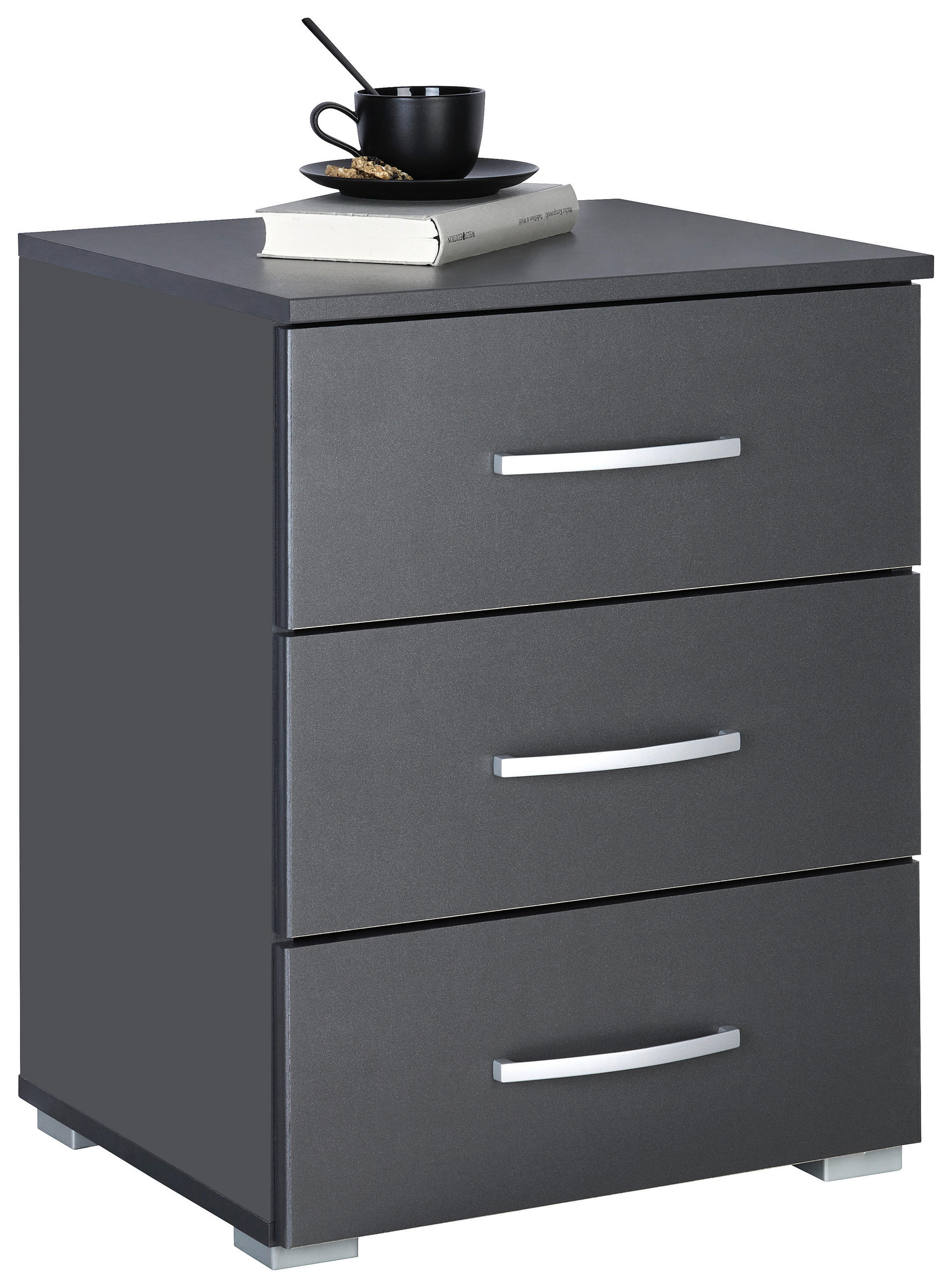 NACHTKÄSTCHEN 47/62/42 cm  in Grau  - Alufarben/Grau, KONVENTIONELL, Holzwerkstoff/Kunststoff (47/62/42cm) - Stylife