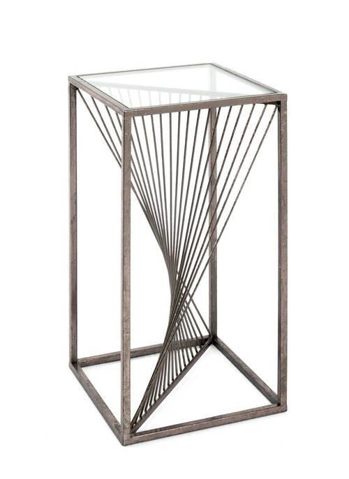 ODKLÁDACÍ STOLEK, bronzová - bronzová, Moderní, kov/sklo (30/30/60cm)