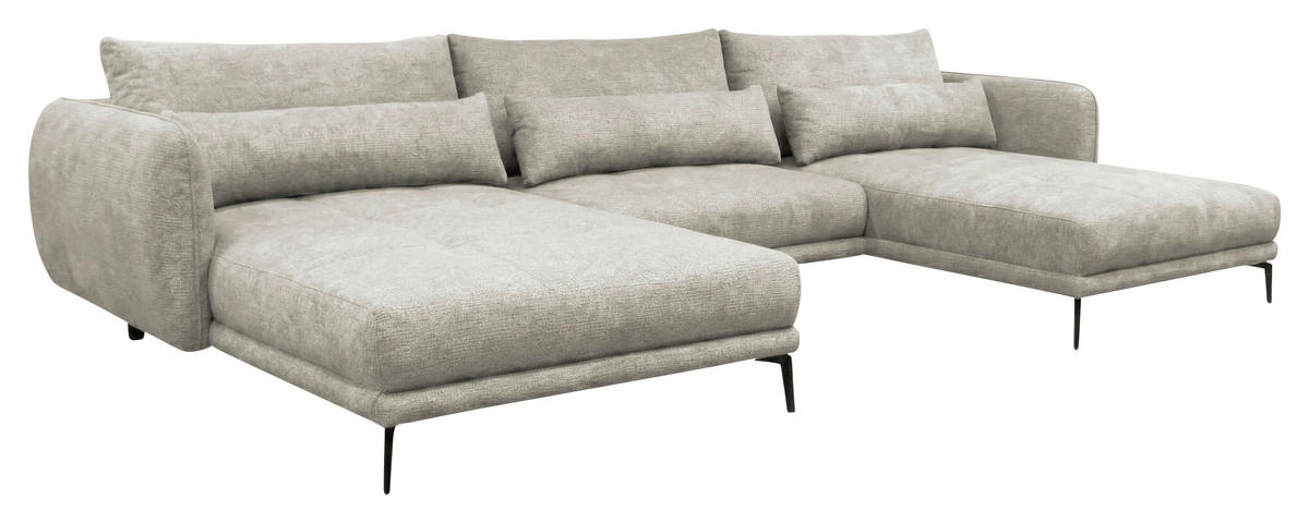 WOHNLANDSCHAFT LAGACY U Grau Flachgewebe  - Schwarz/Grau, Design, Textil/Metall (193/368/193cm) - MID.YOU