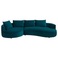 BIGSOFA Samt Petrol  - Petrol/Schwarz, Design, Kunststoff/Textil (154/82/322cm) - home24