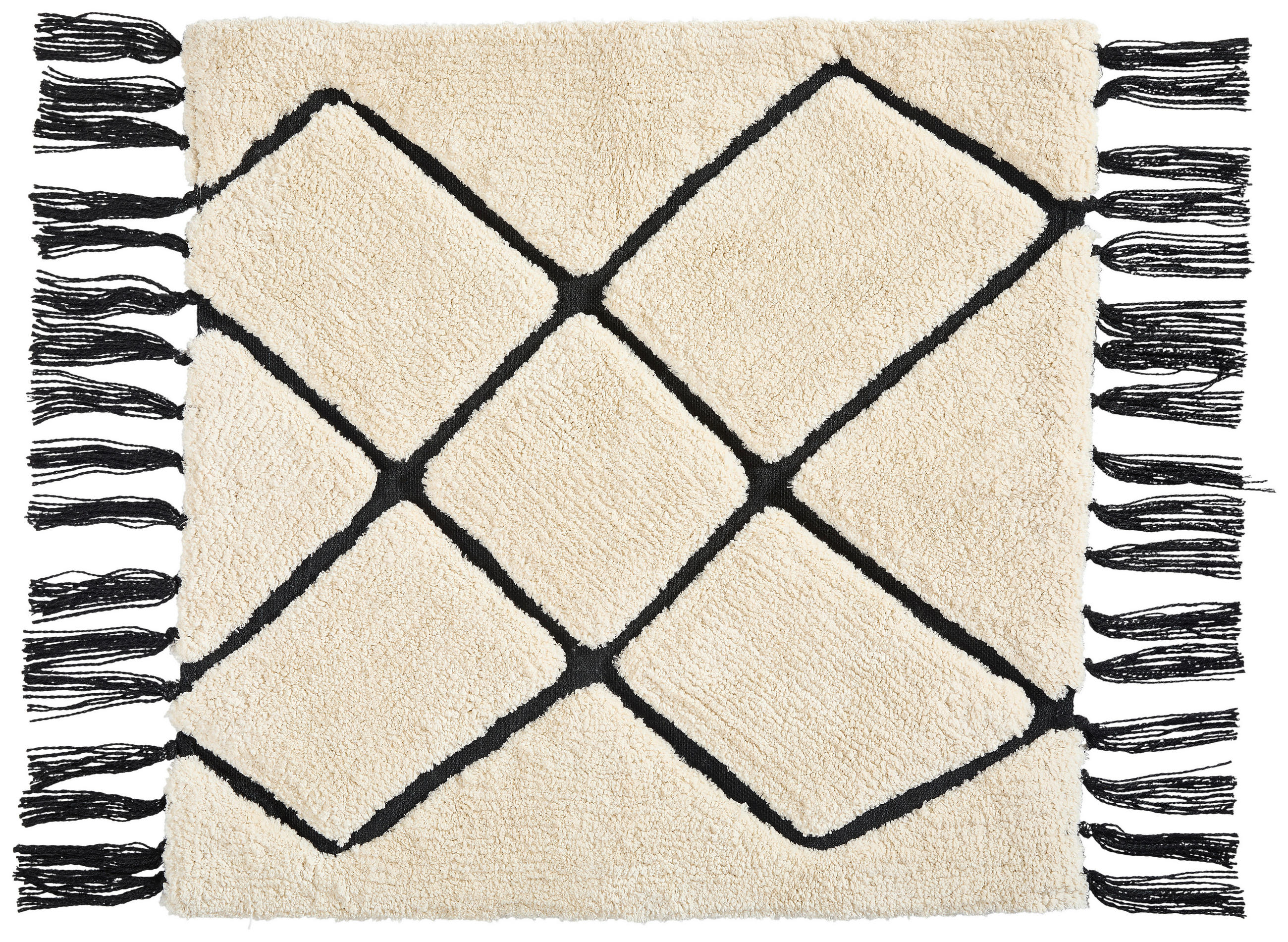 BADEMATTE Schwarz, Elfenbein 60/60 cm  - Elfenbein/Schwarz, Design, Textil (60/60cm) - Esposa
