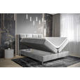 BOXBETT 140/200 cm,  in Hellgrau, gepolstertes Kopfteil, Bettkasten, Topper, H3 = fest  - Chromfarben/Hellgrau, Design, Holz/Holzwerkstoff (140/200cm) - Esposa