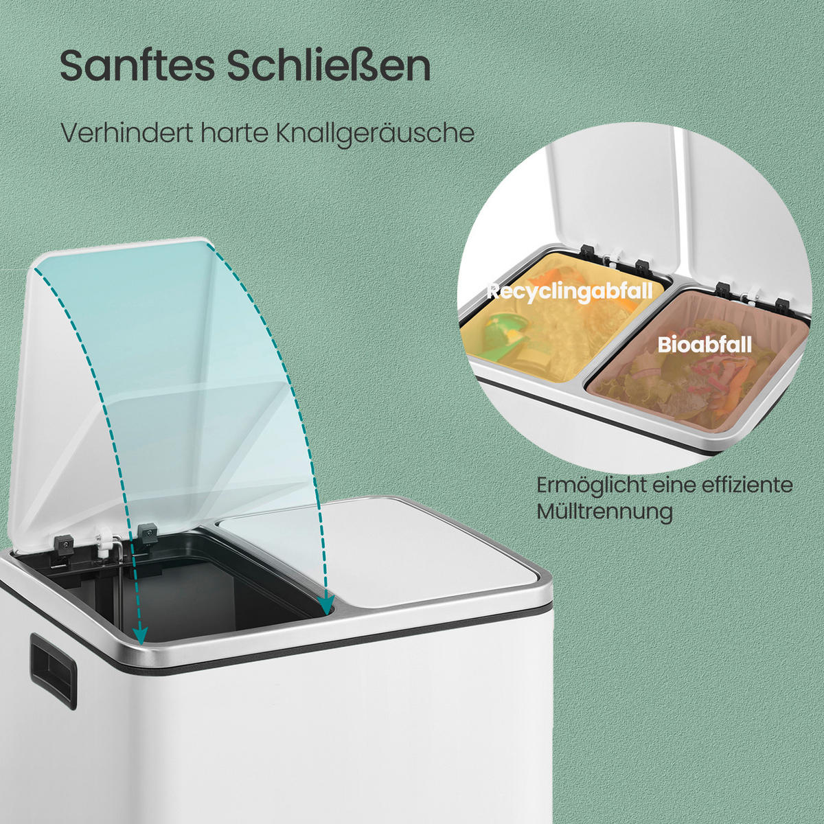 ABFALLSAMMLER 30 L  - Schwarz/Weiß, Basics, Kunststoff/Metall (41/47/36cm)