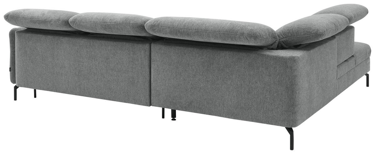 ECKSOFA in Flachgewebe Grau  - Schwarz/Grau, Design, Textil/Metall (233/299cm) - Dieter Knoll