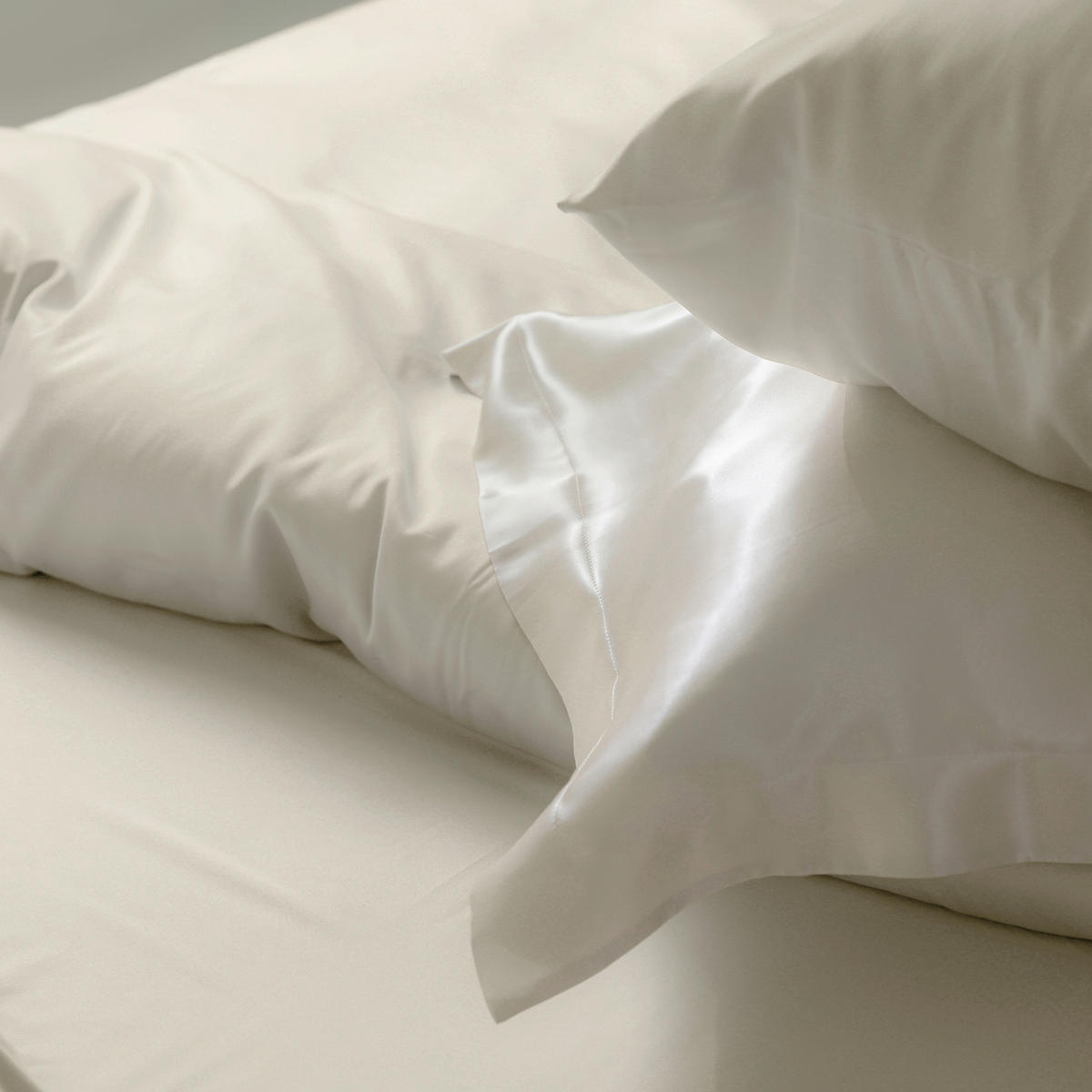 BETTWÄSCHE 2-teilig ELLA Satin 135/200 cm  - Perlmutt, Basics, Textil (135/200cm)