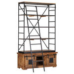 BÜCHERWAND Holz, Metall Mangoholz massiv Naturfarben, Schwarz  - Schwarz/Naturfarben, KONVENTIONELL, Holz/Metall (127/210/45cm) - Landscape