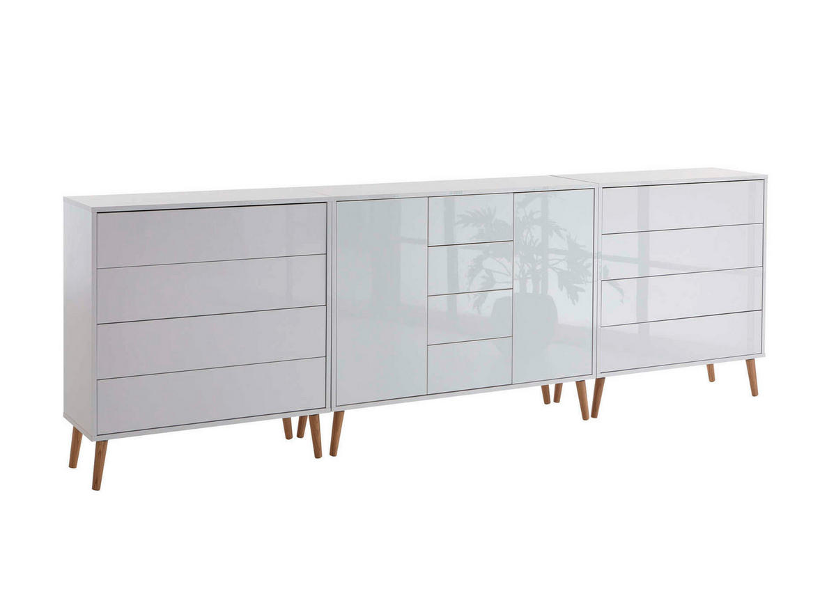 SIDEBOARD Mailand Set 12 + HF  in 263,5/86/33 cm  - Weiß Hochglanz/Weiß, MODERN, Holz/Holzwerkstoff (263,5/86/33cm) - MID.YOU