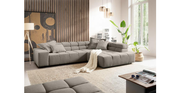 ECKSOFA Sandfarben Feincord  - Sandfarben/Schwarz, Design, Kunststoff/Textil (319/215cm) - Hom`in