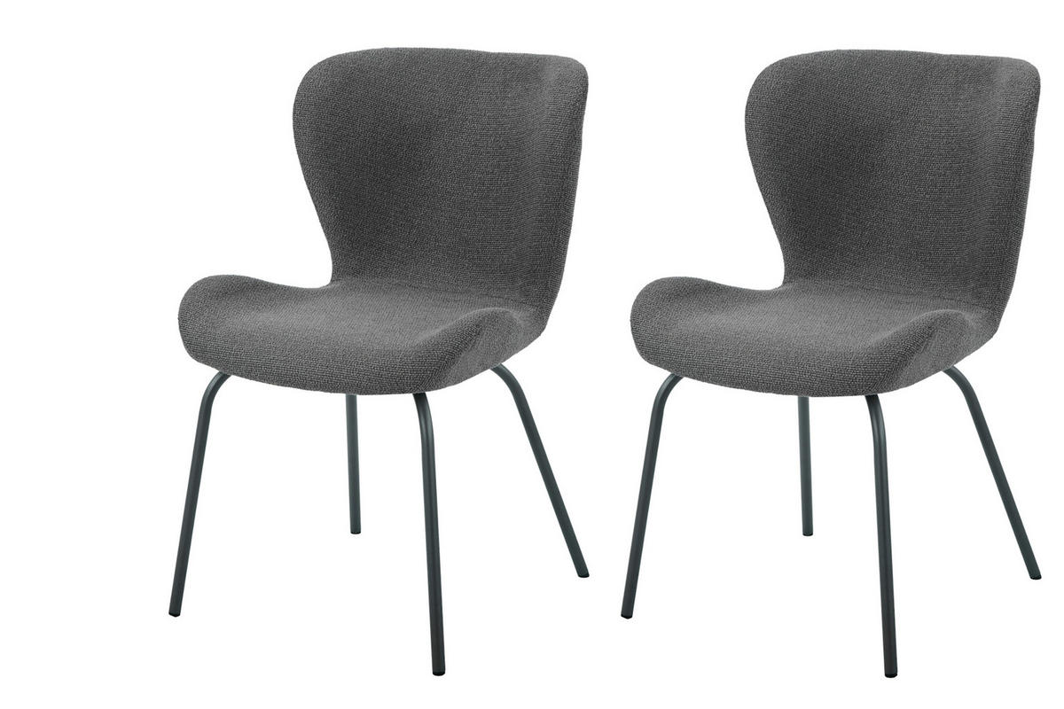 STUHL-SET 2 Stück  in Stahl Webstoff  - Anthrazit/Grau, MODERN, Textil/Metall (50/83,5/60cm) - MID.YOU