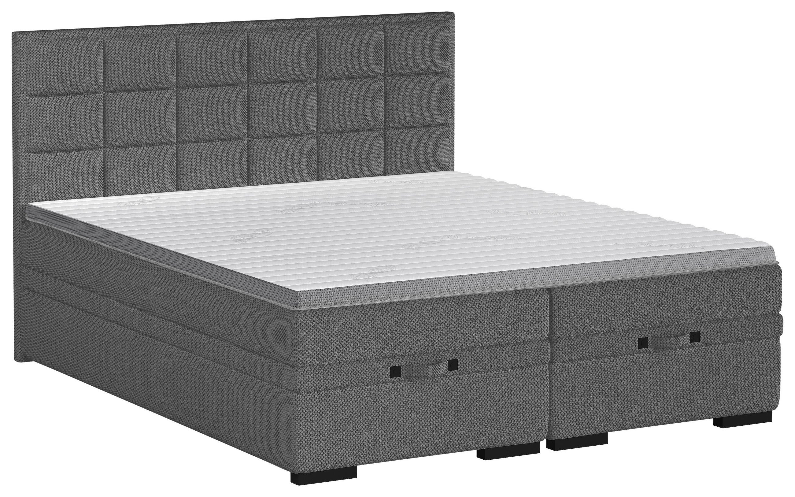 BOXSPRINGBETT 180/200 cm  in Anthrazit  - Anthrazit/Schwarz, KONVENTIONELL, Kunststoff/Textil (180/200cm) - home24