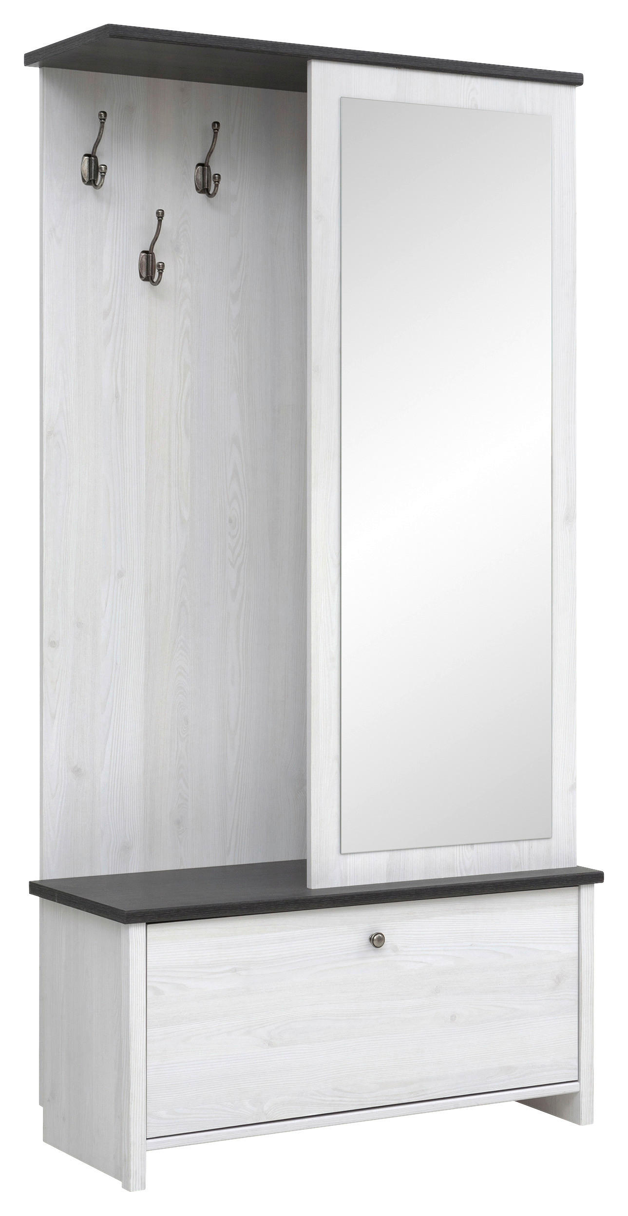 GARDEROBE  in 95,5/189,5/39,5 cm  - Weiss/Anthrazit, Design, Holzwerkstoff (95,5/189,5/39,5cm)