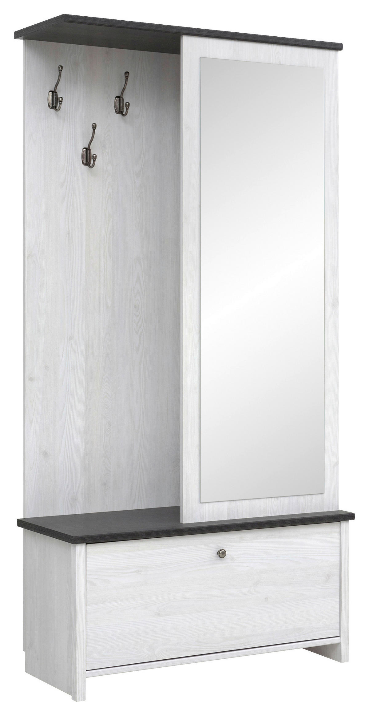 GARDEROBE  in 95,5/189,5/39,5 cm  - Weiss/Anthrazit, Design, Holzwerkstoff (95,5/189,5/39,5cm)
