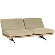 SCHLAFSOFA Palermo in Echtleder Beige  - Beige/Schwarz, Design, Leder/Holz (204/92/90cm) - Dieter Knoll