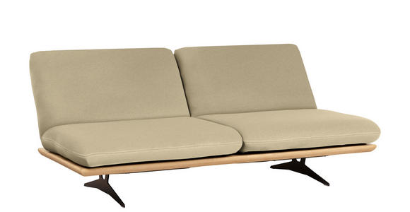 SCHLAFSOFA Palermo in Echtleder Beige  - Beige/Schwarz, Design, Leder/Holz (204/92/90cm) - Dieter Knoll