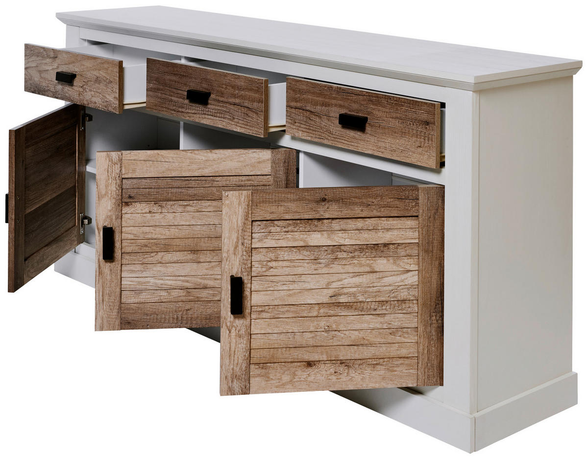 SIDEBOARD Hampton  in 158/81,3/40 cm  - Eichefarben/Schwarz, KONVENTIONELL, Holzwerkstoff/Metall (158/81,3/40cm)