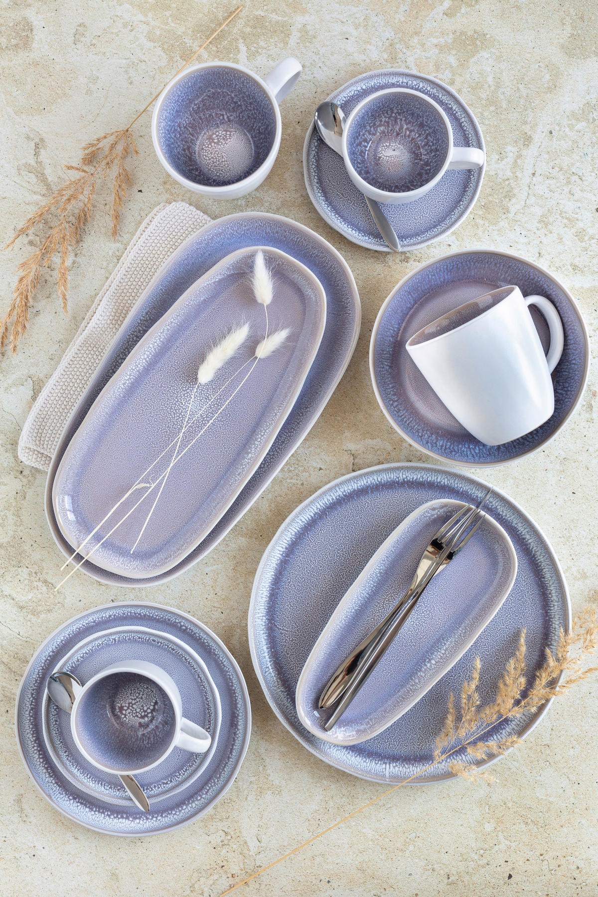 TASSENSET ELEA 8-teilig  - Flieder/Weiß, Basics, Keramik - Mäser