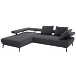 ECKSOFA Fino in Chenille Dunkelgrau  224/305 cm  - Dunkelgrau/Schwarz, Design, Textil/Metall (224/305cm) - Dieter Knoll