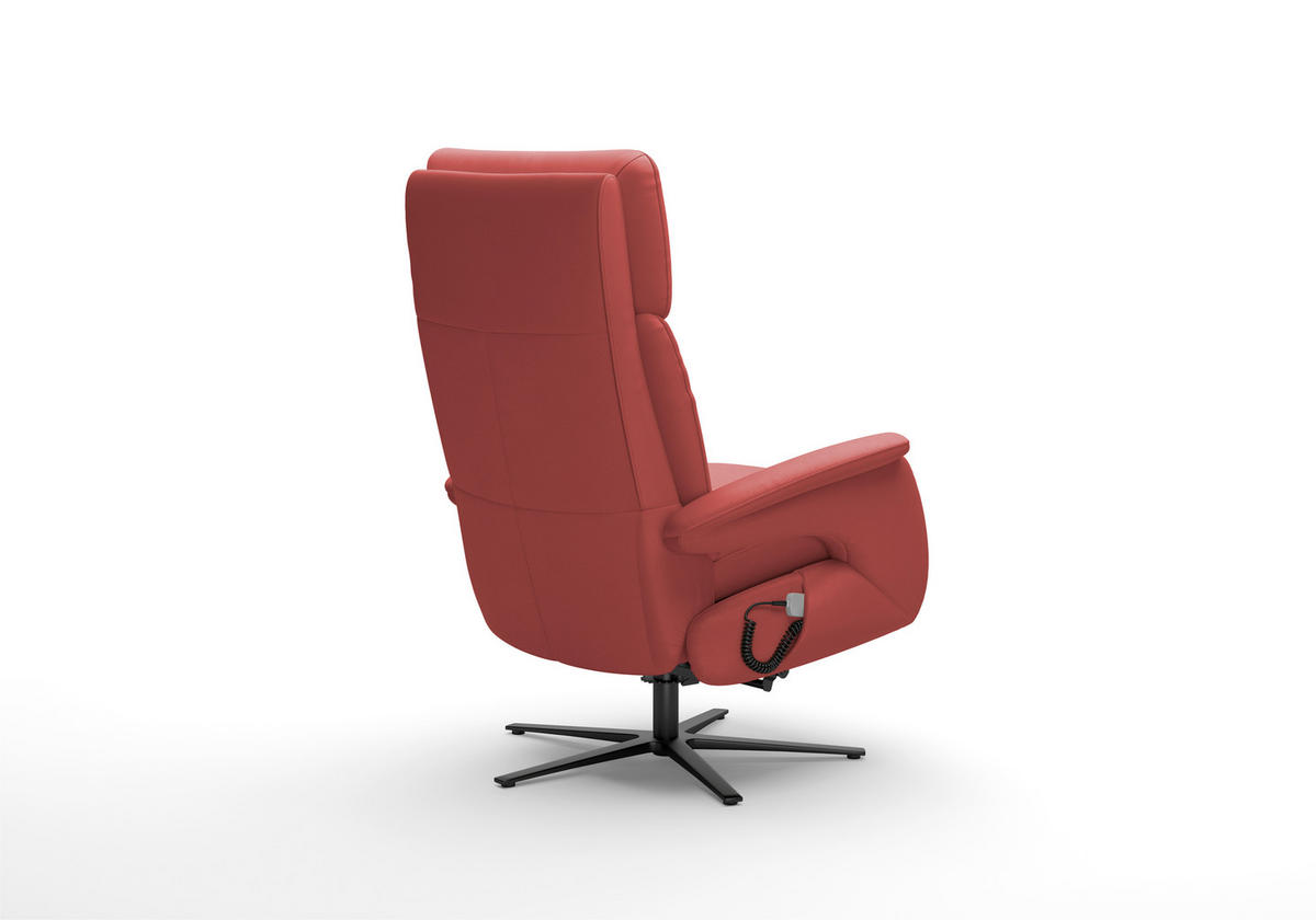 RELAXSESSEL TV TRIPLE SEVEN XTRA LARGE XL Echtleder Kopfteilverstellung, Fußteilverstellung, Rücken echt    - Rot/Schwarz, Basics, Leder/Metall (86/120/86cm) - Sit & More
