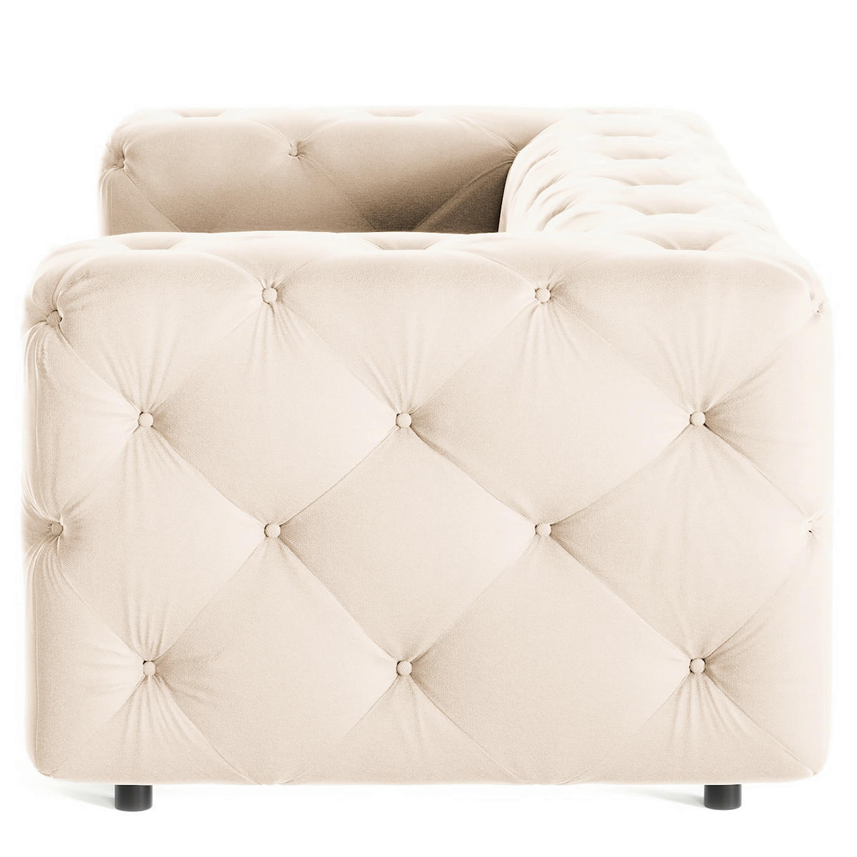 2-SITZER-SOFA Fresco Samt Creme  - Creme/Schwarz, Design, Kunststoff/Textil (193/71/100cm) - P & B