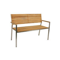 GARTENBANK 125/86/55 cm Teakholz  Edelstahl  - Silberfarben/Teakfarben, Basics, Holz/Metall (125/86/55cm) - Gardenson