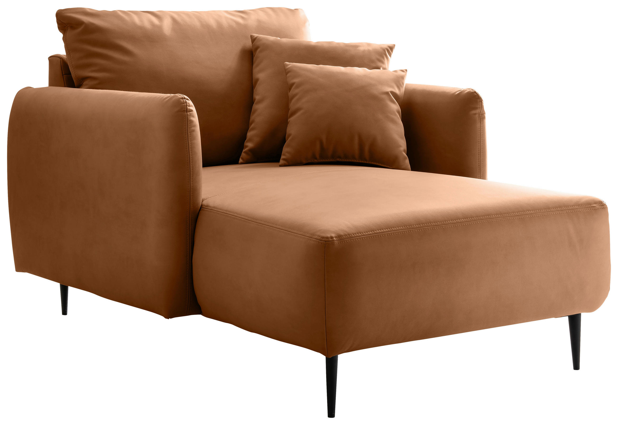 XXL-SESSEL Lederlook Cognac    - Cognac/Schwarz, Design, Textil/Metall (112/95/158cm) - Livetastic