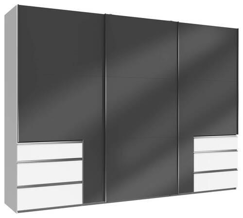 SCHWEBETÜRENSCHRANK 300/216/65 cm 3-türig Grau, Weiß  - Chromfarben/Weiß, MODERN, Holzwerkstoff (300/216/65cm) - MID.YOU